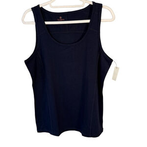 Talbots Women's Navy Tank Top Size L Cotton Stretch Minimalist Capsule Wardrobe